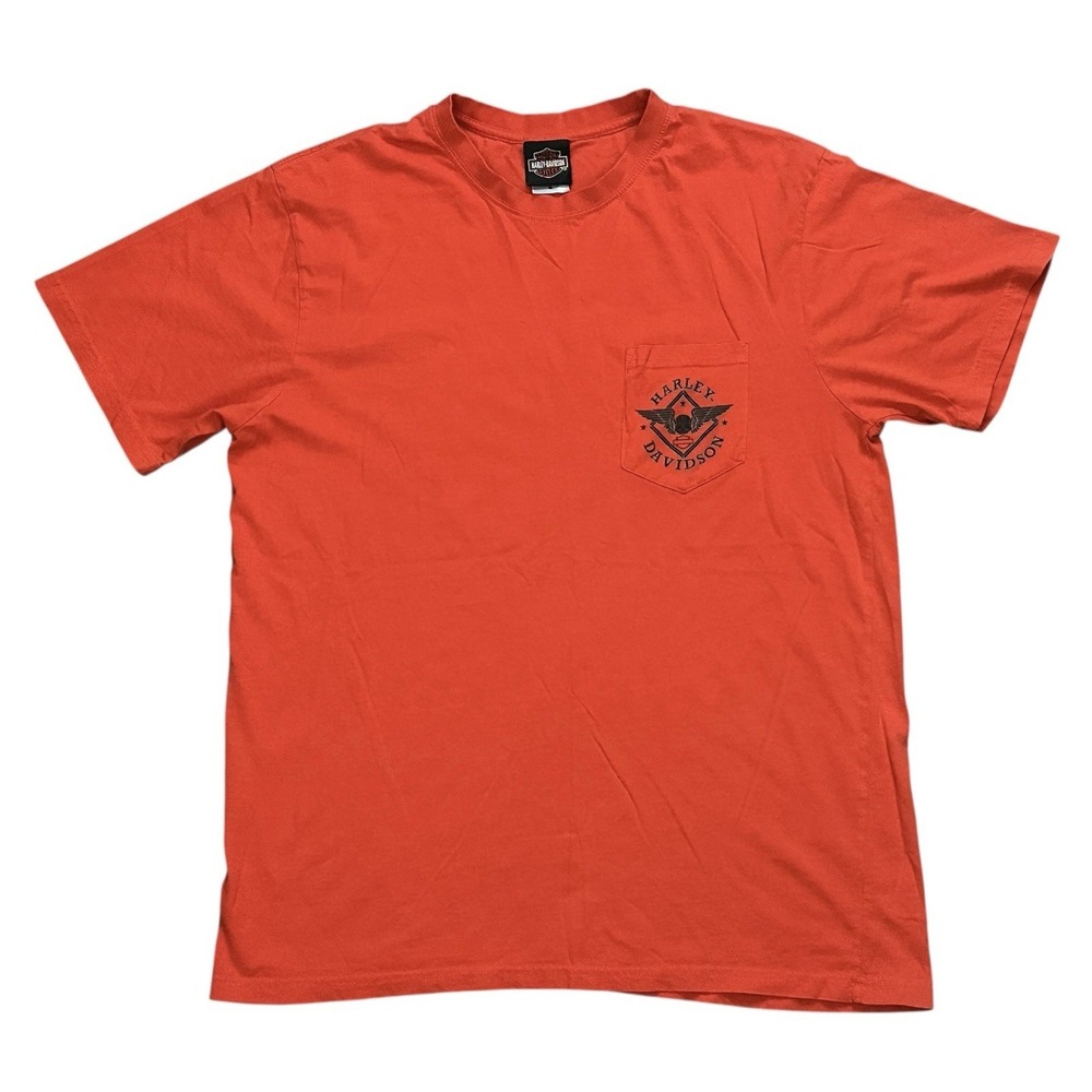 Harley Davidson Skull Wings‎ Henderson Nevada Orange Cotton Soft Shirt Size XL